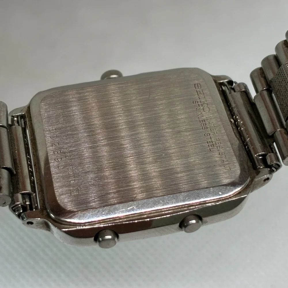 Rare Seiko Quartz H357-5090 Silver Dial Men's Ana-Digi Vintage Watch-Working!